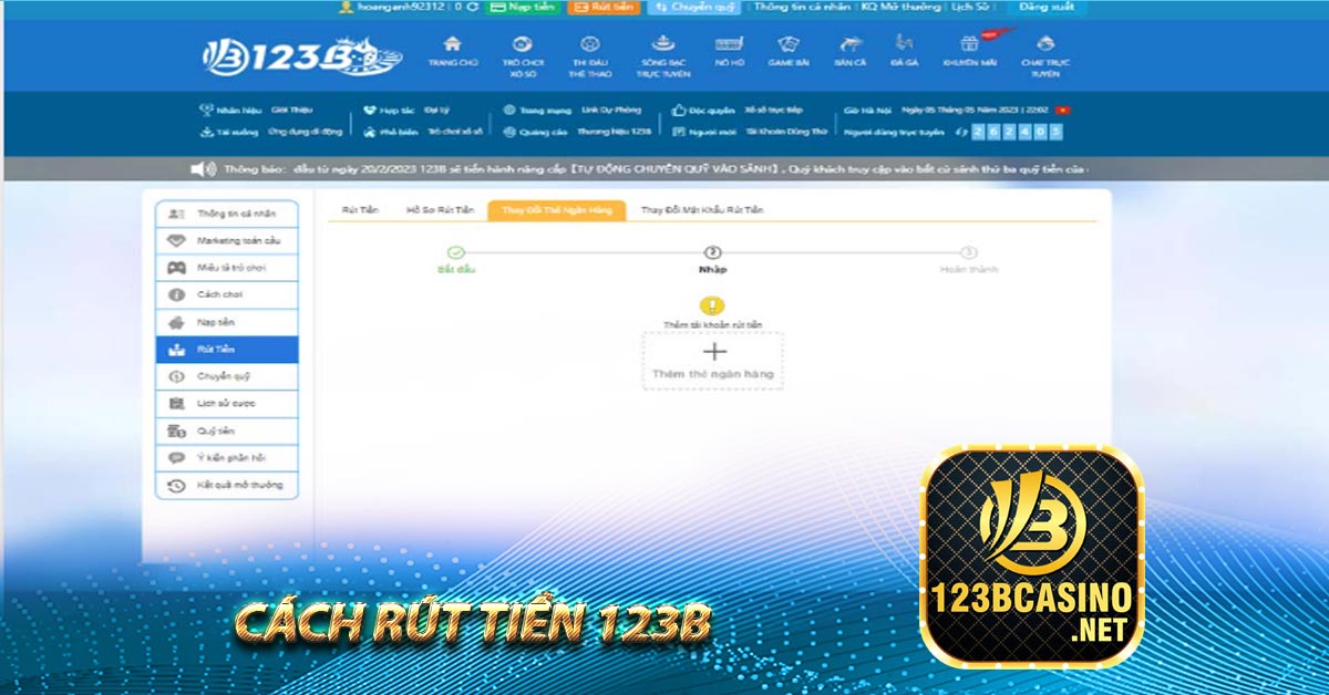 Cách rút tiền 123b