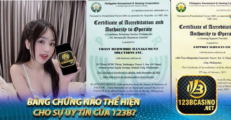 Bằng chứng nào thể hiện cho sự uy tín của 123b?